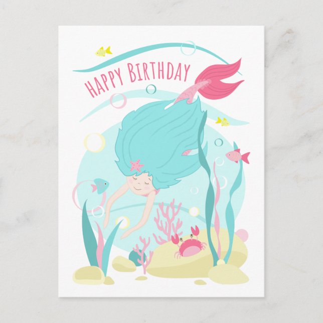 Niedliches Meerjungentauchen Feiertagspostkarte (Vorderseite)
