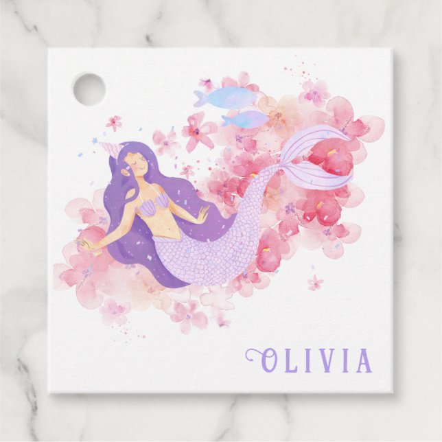 Niedliches Meerjungfrau Rosa Unterwasser für klein Geschenkanhänger (Vorderseite)