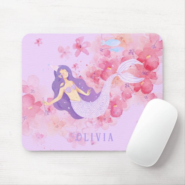 Niedliches Meerjungfrau Rosa Unterwasser für klein Mousepad (Mit Mouse)