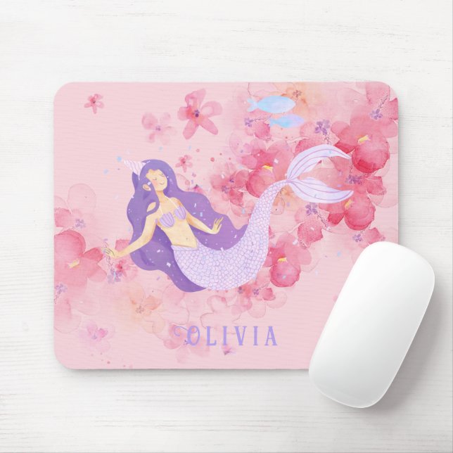 Niedliches Meerjungfrau Rosa Unterwasser für klein Mousepad (Mit Mouse)
