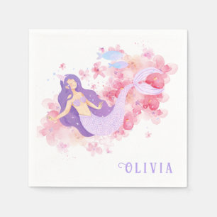 Niedliches Meerjungfrau Rosa Unterwasser für klein Serviette