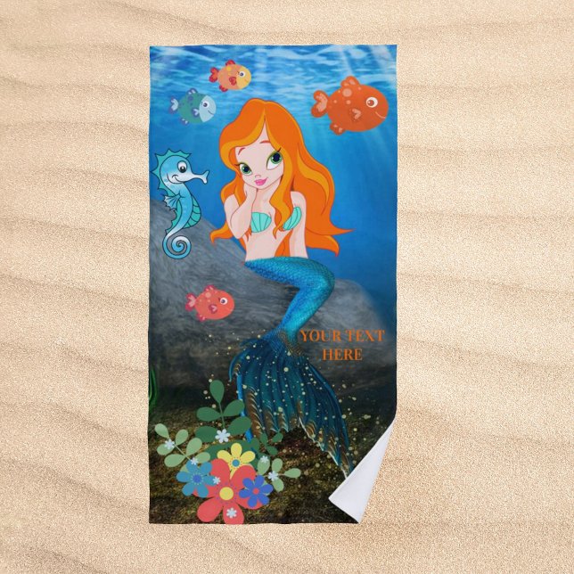 Niedliches Meerjungfrau Strandtuch (Cute mermaid ocean beach towel)