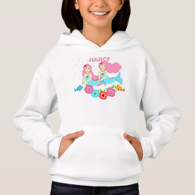 Niedliches Meerjungfrauenthema Personalisiert Hoodie (Vorderseite)