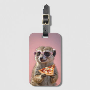 Niedliches Meerkat mit Brille und Pizza Gepäckanhänger