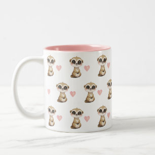 Niedliches Meerkat und Herzmuster Zweifarbige Tasse