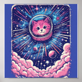 Niedliches Meowstranaut Cat Poster - Weltraumkatze