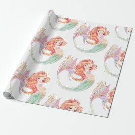 NIEDLICHES MERMAID BABY SHOWITE WHITE Wrapping Pap Geschenkpapier