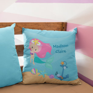 Niedliches Mermaid Beach Girl Beach House Kinderzi Kissen