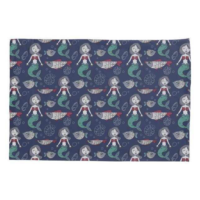 Niedliches Mermaid-Muster Kissenbezug (Rückseite)