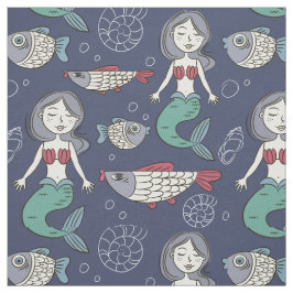 Niedliches Mermaid-Muster Stoff