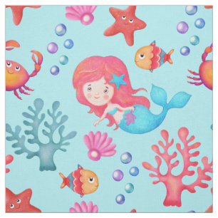 Niedliches Mermaid-Muster Unterwasserthemenprogram Stoff