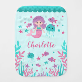 Niedliches Mermaid Personalisiert Girl Baby Spucktuch