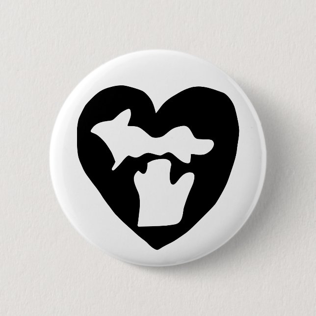 Niedliches Michigan Pride Herz Button (Vorderseite)
