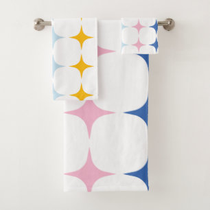 Niedliches Mid Mod Stars Muster Minimalistisch ros Badhandtuch Set