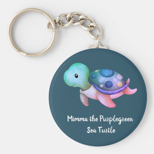 Niedliches Mimma Lila Schildkröte Schlüsselanhänger (Vorne)