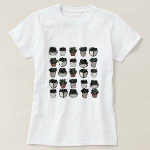 Niedliches Mini-Sukkularmuster T-Shirt