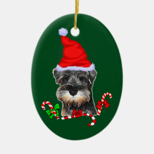 Niedliches Miniaturschnauzer-Weihnachten Keramik Ornament
