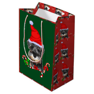 Niedliches Miniaturschnauzer-Weihnachten Mittlere Geschenktüte