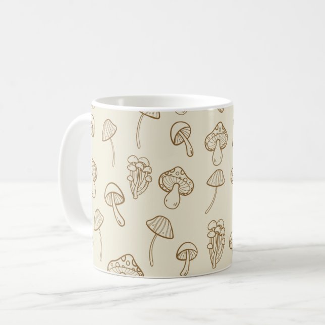 Niedliches Minimal-Mushroom-Muster Kaffeetasse (Vorderseite Links)