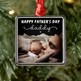 Niedliches Minimalistisches Foto des eigenen Vater Ornament Aus Metall