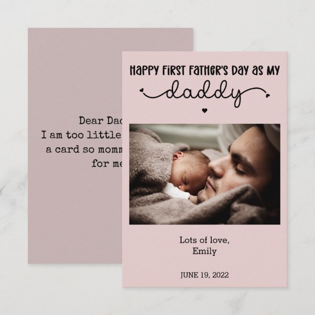 Niedliches Minimalistisches Foto des ersten Vaters Karte (Vorne/Hinten)