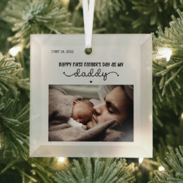 Niedliches Minimalistisches Foto des ersten Vaters Ornament Aus Glas