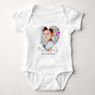 Niedliches Minimalistisches Foto Erste Geburtstags Baby Strampler