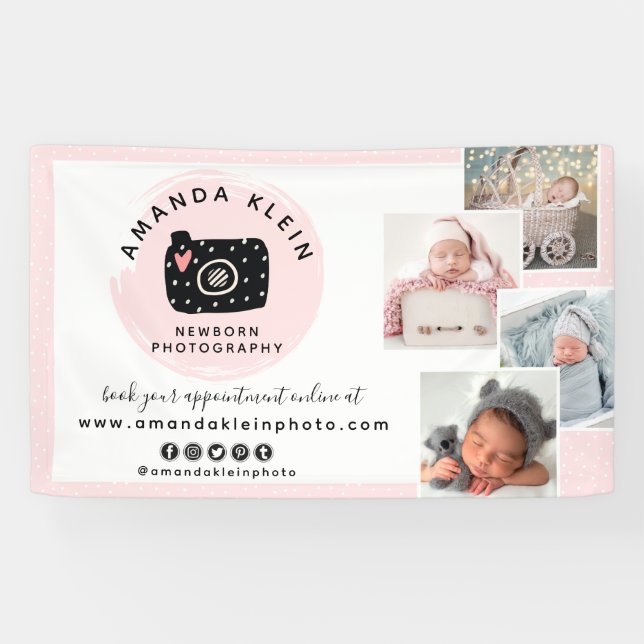 Niedliches Minimalistisches Fotografen-Kameralogo  Banner (Horizontal)