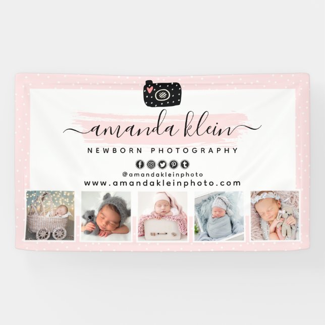 Niedliches Minimalistisches Fotografen-Kameralogo  Banner (Horizontal)