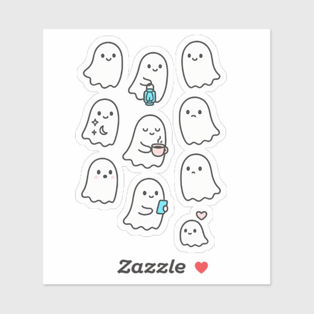 Niedliches Minimalistisches Ghost Sticker Pack - k (Blatt)