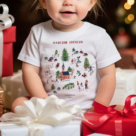 Niedliches Minimalistisches Nordic Winter Village Baby T-shirt