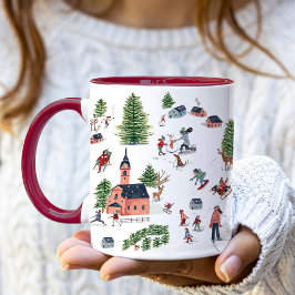 Niedliches Minimalistisches Nordic Winter Village Tasse