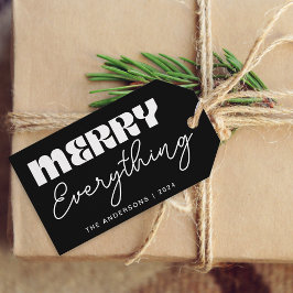 Niedliches Minimalistisches Retro Merry Alles Schw Geschenkanhänger