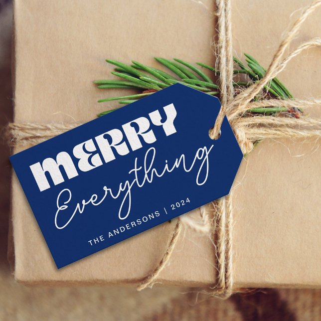 Niedliches Minimalistisches Retro Merry Alles Scri Geschenkanhänger (Von Creator hochgeladen)