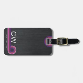 Niedliches Minimalistisches Retro-Streifen Monogra Gepäckanhänger