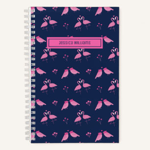 Niedliches Minimalistisches Rosa Flamingo Love Bir Notizbuch