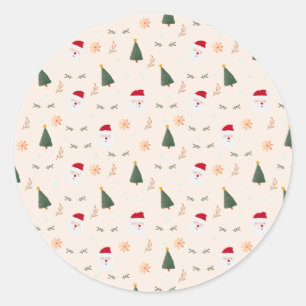 Niedliches Minimalistisches Weihnachtsmuster Runder Aufkleber