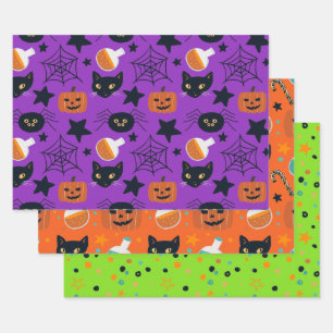 Niedliches Mischmuster - Halloween-Koordination Geschenkpapier Set