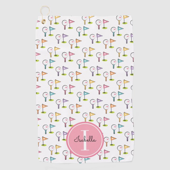 Niedliches Mit Monogramm Golf Ball T-Shirt Flag Bu Golfhandtuch (Vorderseite)