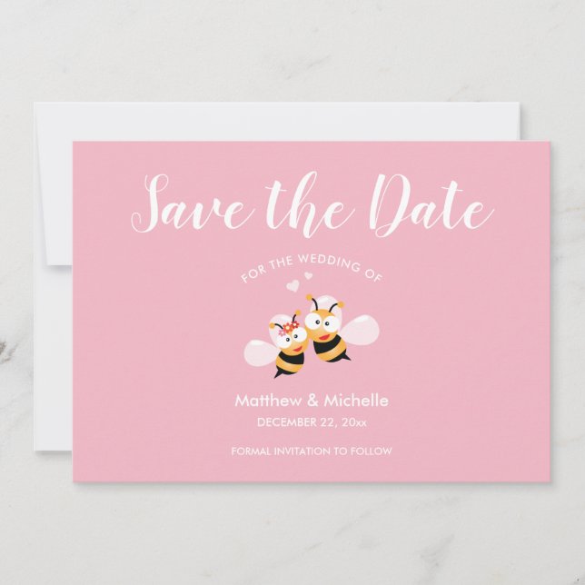Niedliches Mittel zur eleganten rosa Hochzeit Save The Date (Vorderseite)