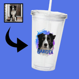 Niedliches Modern & Fun Blue Border Collie Dog Fot Acryltrinkbecher
