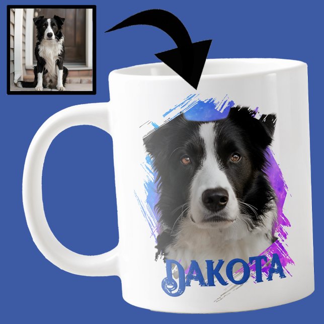 Niedliches Modern & Fun Blue Border Collie Dog Fot Jumbo-Tasse (Von Creator hochgeladen)