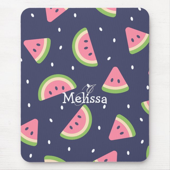Niedliches Modern Green Pink Wassermelone Muster Mousepad (Vorne)