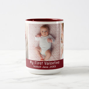 Niedliches modernes 1. Valentinstag Persönliches F Zweifarbige Tasse