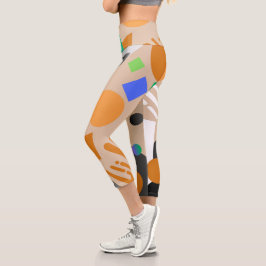 Niedliches modernes Beige und Braun abstrakt Capri Leggings