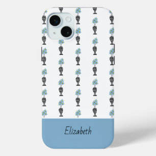 Niedliches, modernes, blaues und gelbes Blumenmust Case-Mate iPhone Hülle