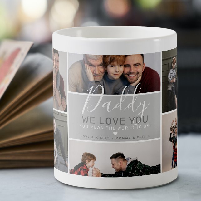 Niedliches, modernes Daddy-Collage-Geschenk Kaffeetasse (Von Creator hochgeladen)