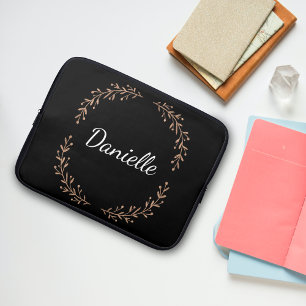 Niedliches, modernes Einfach Schwarz & Gold Stilvo Laptopschutzhülle