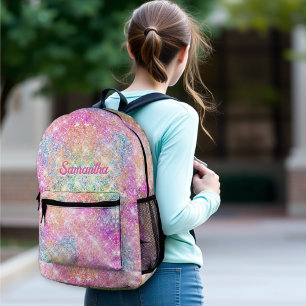 Niedliches modernes Einhorn-Imitat mit heißrosa Gl Bedruckter Rucksack