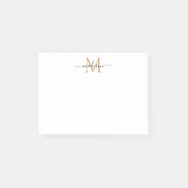 Niedliches, modernes Girl-Script Monogram Black Post-it Klebezettel (Vorderseite)